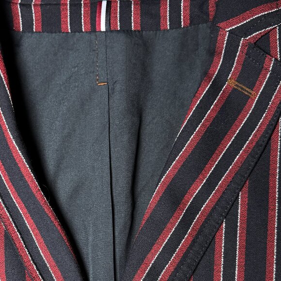ZARA MAN FULLY LINED BURGUNDY STRIPED SUIT BLAZER 44R BRITISH BESPOKE - Picture 8 of 10